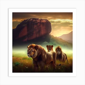 Lions In The Grass Art Print