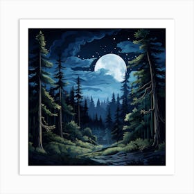 Forest at Night Art Print