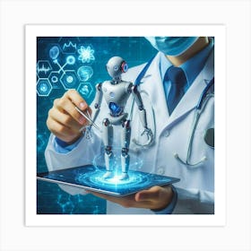 Doctor Holding A Tablet Art Print