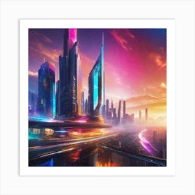 Futuristic City 124 Art Print