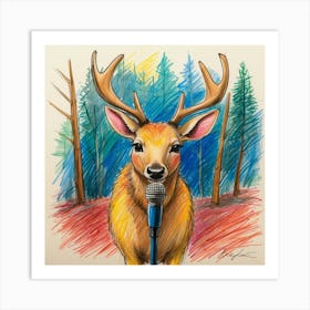 Deer With Microphone 10 Art Print