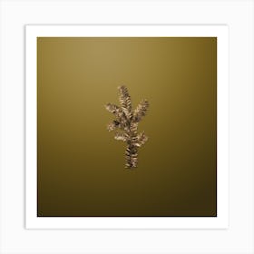 Gold Botanical English Yew Branch on Dune Yellow n.3652 Art Print