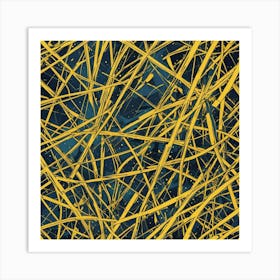 Yellow And Blue Abstract Painting Art Print