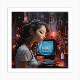 Cyborg Girl Art Print