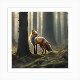 Fox In The Forest 50 Art Print