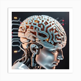 Human Brain With Artificial Intelligence Art Print