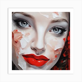 Portrait Of A Woman With Red Lipstick Art Print