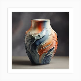 Blue And Orange Vase Art Print