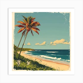 Vintage Palm Trees On The Beach Art Print