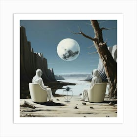 Two People Sitting On Chairs Art Print