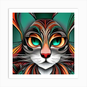 Psychedelic Cat 3 Art Print