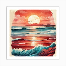 Sunset At The Beach Art Print