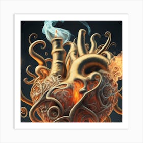 A Golden Heart Made Of Candle Smoke 7 Art Print