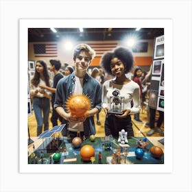 Gen Alpha Teens At A Science Fair Art Print