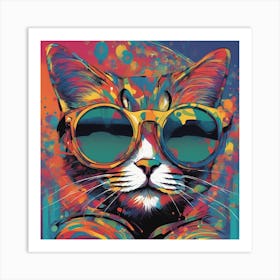 Cat, New Poster For Ray Ban Speed, In The Style Of Psychedelic Figuration, Eiko Ojala, Ian Davenport (3) 1 Art Print