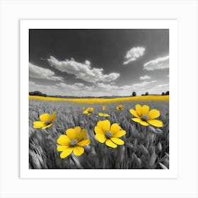Yellow Flowers In A Field 22 Art Print