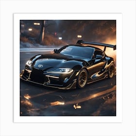 Black Toyota Supra Art Print