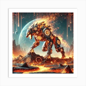 A Sci Fi Themed Scene Depicting The Fire Wolf Usin Art Print