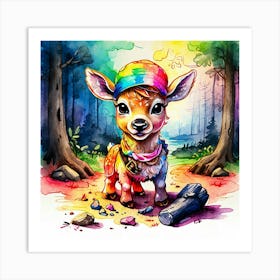 Deer In The Woods 99 Art Print