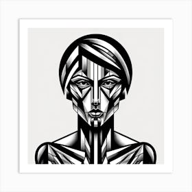 Abstract Monochrome Portrait of a Woman, Short Hair Art Print