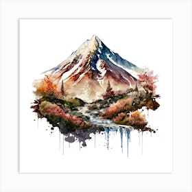 Watercolor Mountain Landscape 5 Art Print