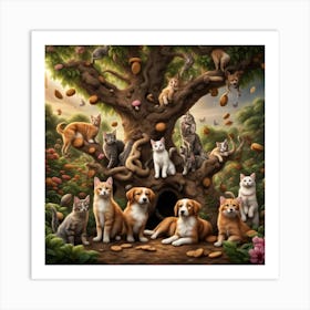 Cats In The Tree Art Print