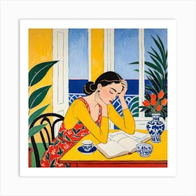 Woman Reading A Book 32 Art Print