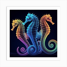 Three Seahorses Art Print