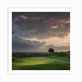 Golf Course At Sunset Art Print