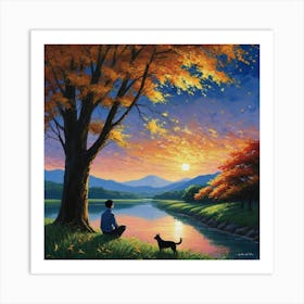 Sunset By The River Art Print