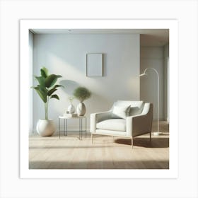 White Living Room 1 Art Print