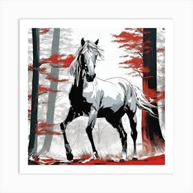 Horse In The Forest Art Print