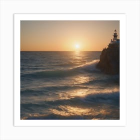 Sunset At The Lighthouse Art Print