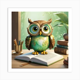 Owl With Glasses Art Print