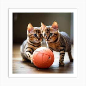 Bengal Kittens Playing With Ball Art Print