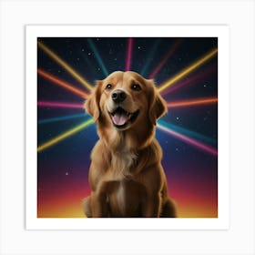 Golden Retriever In Space Art Print