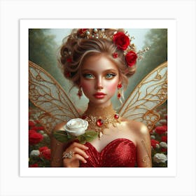 Fairy In Red Dress Art Print