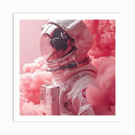 Astronaut In Pink Smoke Art Print