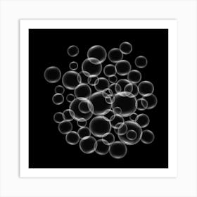 Bubbles On Black Background Art Print