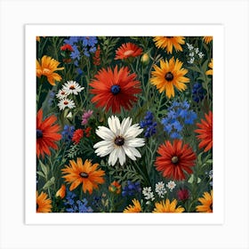 Wildflowers Seamless Pattern Art Print