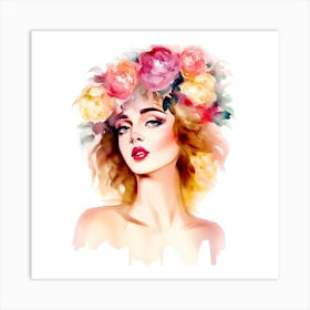 Watercolor Flower Girl Art Print