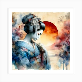 Creative Geisha Illustration 66 Art Print