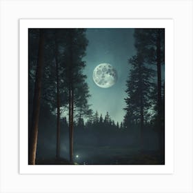 Full Moon In The Forest 2 Art Print