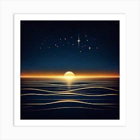 Sunset Over The Sea Art Print