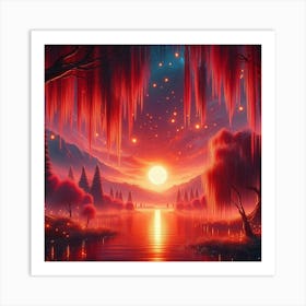 Sunset Over A Lake Art Print