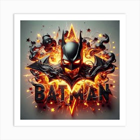 Batman Fire Art Art Print