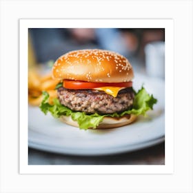 Hamburger On A Plate 35 Art Print