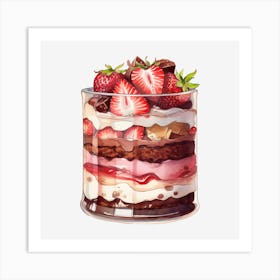 Strawberry Cake In A Glass 1 Art Print