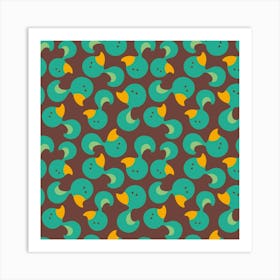 Vector Illustration Seamless Pattern With Cartoon Duck Art Print