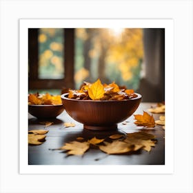 Autumn Leaves In A Bowl 1 Art Print